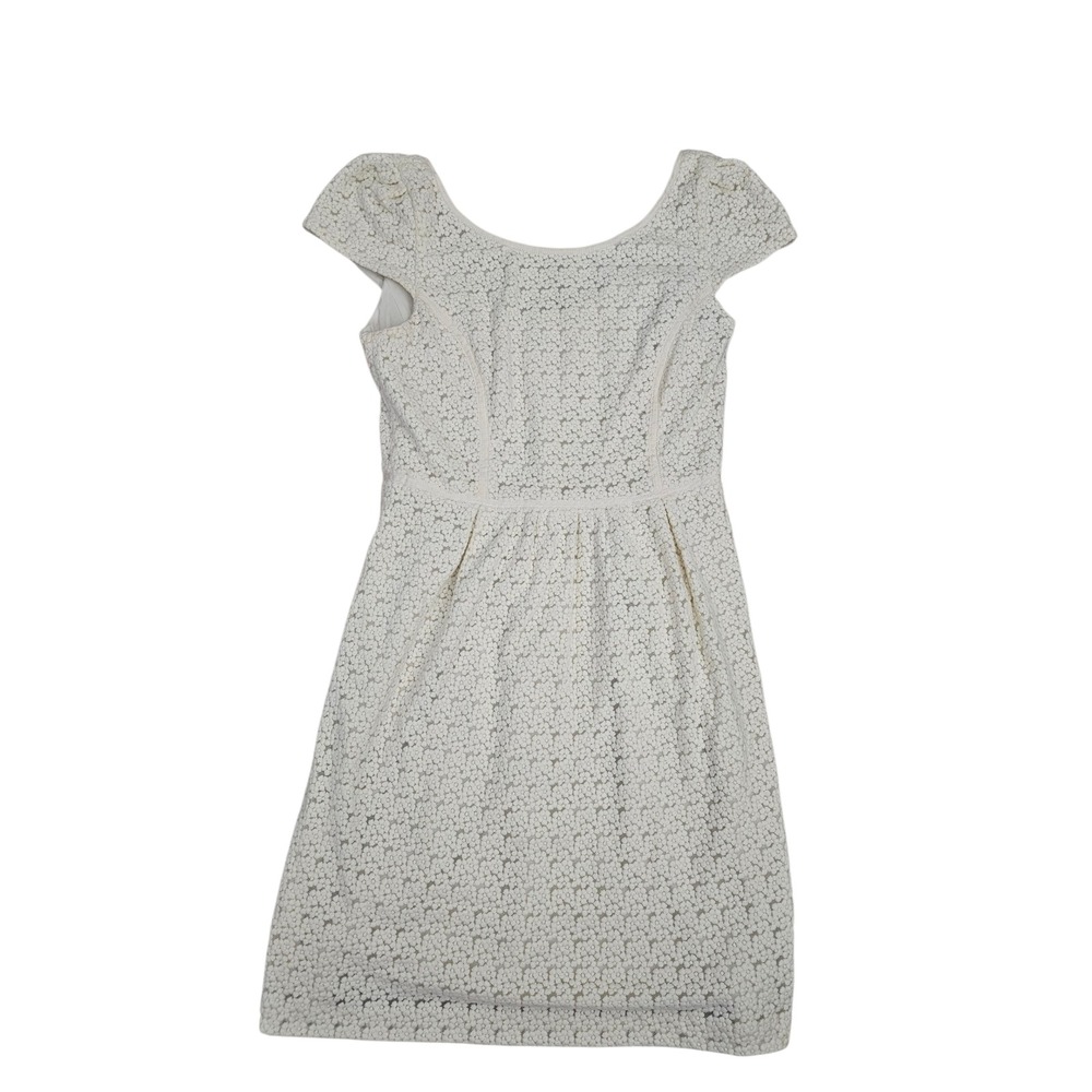 Hoss Intropia‎ Cream Floral Lace Cap Sleeve Mini Dress Grosgrain Trim Size 40/8